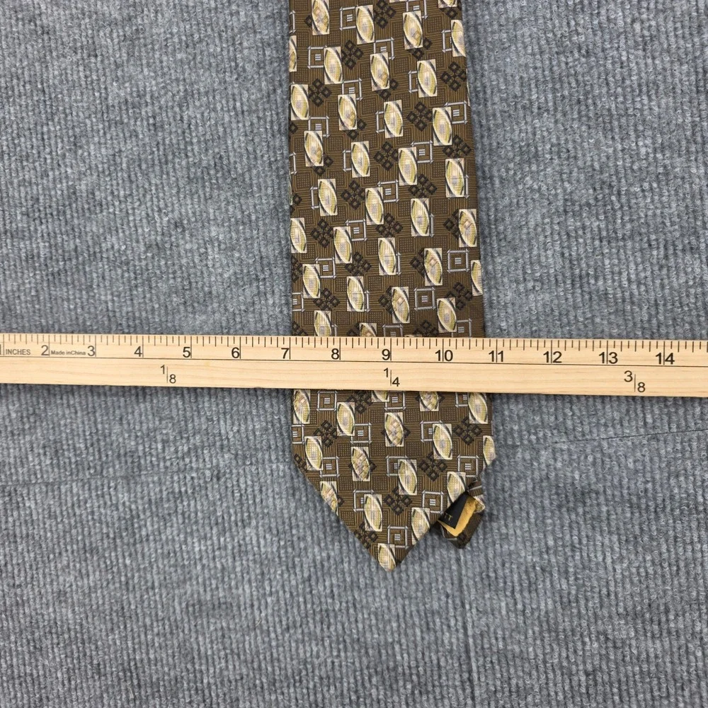 Robert Talbott Best of Class Nordstrom Silk Tie Olive Gold Geometric Hand Sewn